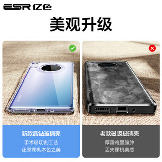 亿色(ESR)华为mate30pro手机壳mate30pro5G素皮版全包防摔个性创意女款玻璃壳透明软边硅胶超薄por保护套