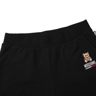 MOSCHINO UNDERWEAR 莫斯奇诺  女士黑色小熊系列棉质休闲长裤阔腿裤 Z A4307 9001 0555 M码