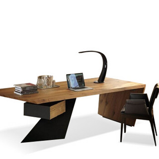 洛克菲勒 实木复古办公桌电脑桌大板桌大班台简约现代老板桌椅组合创意书桌1.6米