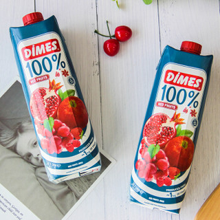 土耳其原装进口饮料 迪美汁/DIMES葡萄樱桃石榴苹果草莓等8种水果0脂肪100%纯果汁1L*4瓶 整箱饮品礼盒装