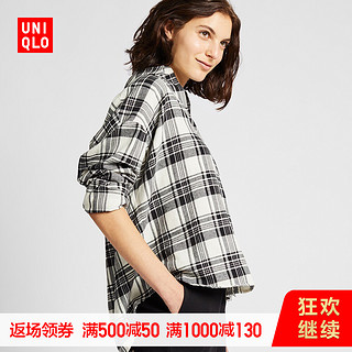 UNIQLO 优衣库 419770 法兰绒格子半开领上衣优衣库