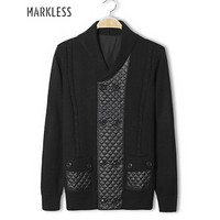 Markless 男士毛衣加厚针织衫开衫羊毛外套MSA2707M 黑色 180/XL