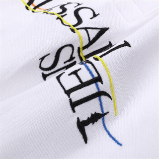 TRUSSARDI JEANS杜鲁萨迪奢侈品19春夏男士白色棉质字母图案假两件短袖POLO衫52T00214 1T001678 W001 XL码