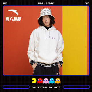 安踏 ANTA 官方旗舰男子运动连帽套头卫衣连帽卫衣舒适百搭时尚运动服男装 11-4801TPX白色-3 M(男170)