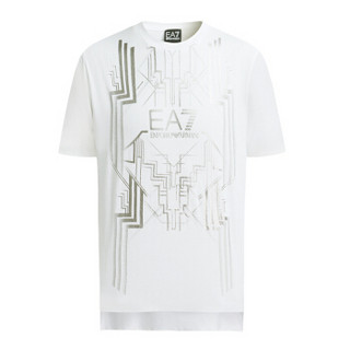 EA7 EMPORIO ARMANI 阿玛尼奢侈品男士未来感印花短袖T恤 3GPT36-PJV8Z WHITE-1100 L