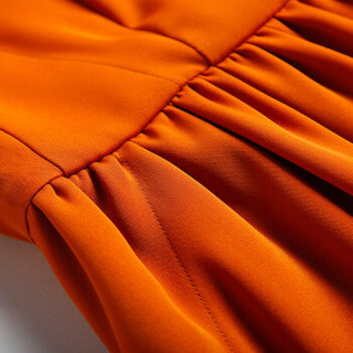 瑞比卡(Marc Rebecca)钉珠圆领通勤时尚短袖连衣裙 72017E 橘黄色 XL码