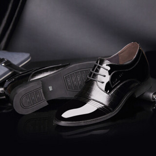 南极人（Nanjiren)英伦男士商务正装增高皮鞋低帮系带德比皮鞋男 2X90190186Z 黑色 43