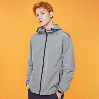 佐丹奴（Giordano） 风衣 佐丹奴（Giordano）男装 纯色网布内衬连帽风衣01079729 06银丝灰色 中码