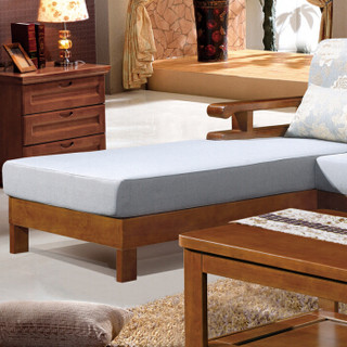 中伟实木沙发组合转角布艺沙发现代简约新中式沙发含茶几296*286*80cm/胡桃色#813