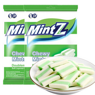 印尼进口 MintZ 明茨 清凉水果味糖果 休闲零食 清新口气 双重薄荷味软糖 115g*2包