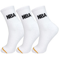 NBA袜子男中筒毛圈加厚棉篮球运动袜子3双装 网眼透气 跑步 白色 均码