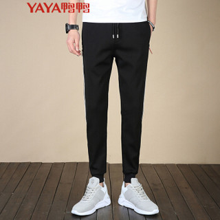 鸭鸭（YAYA）卫裤男2019新款时尚系带束脚舒适透气运动裤 W8852 黑色 4XL