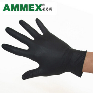 爱马斯（AMMEX）GPNBC44100一次性丁腈手套无粉黑色 中号  1箱（10盒/箱）