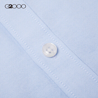 G2000男装尖领白色衬衫长袖 商务上班青年舒适纯棉修身衬衣00041501 蓝色/60 09/180