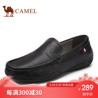 骆驼（CAMEL）  时尚轻便软底商务休闲皮鞋男 A912266740 黑色-1 39