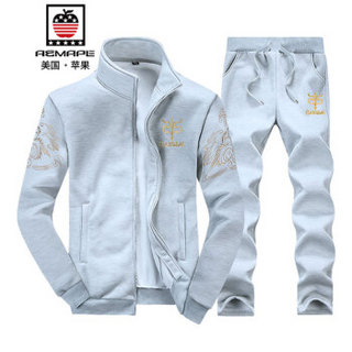 AEMAPE/美国苹果 卫衣男士套装运动休闲男士长袖开衫外套男装 APD38 灰色 XL