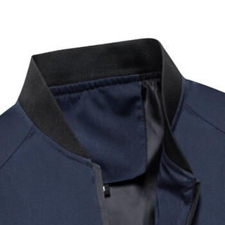 稻草人（MEXICAN）外套男士2018新款修身潮流男装时尚休闲长袖立领夹克衫 蓝色 L