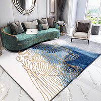 金色轻奢后现代客厅地毯茶几垫卧室床边毯北欧抽象艺术美式新中式