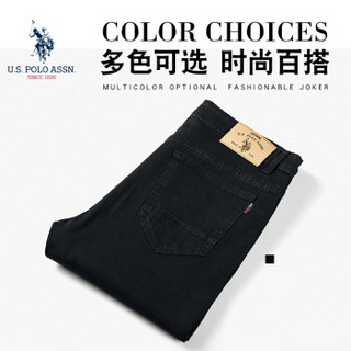 U.S. POLO ASSN.牛仔裤男2019秋冬季新款男士休闲修身弹力牛仔裤宽松直筒长裤子男 6195120068 黑色 36