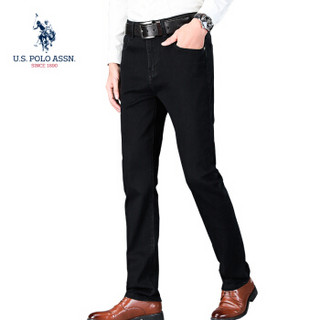 U.S. POLO ASSN.牛仔裤男2019秋冬季新款男士休闲修身弹力牛仔裤宽松直筒长裤子男 6195120068 黑色 36