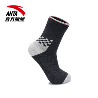 安踏 ANTA官方旗舰 运动袜男袜跑步袜篮球袜组合装舒适休闲袜子4双装 黑色、深蓝色、深灰色、白色-6
