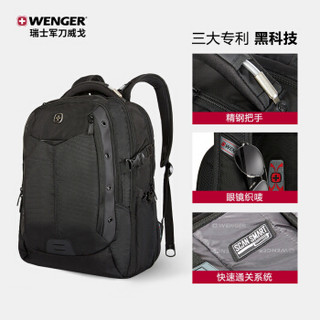 瑞士军刀威戈（Wenger）15英寸都市通勤笔记本电脑包 防泼水双肩背包男 黑色（BB1095.190091）