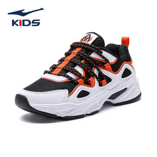 鸿星尔克(ERKE)童鞋男童大童慢跑鞋儿童运动鞋 63119420021 正白/橙红色 39码