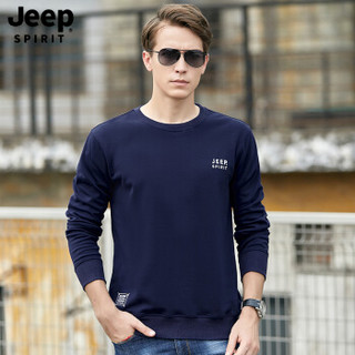 吉普JEEP 卫衣男圆领套头2019年秋冬新品休闲男士上衣外套 XYL315010 蓝色 3XL