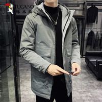 啄木鸟（TUCANO）羽绒服男2019冬季新品中长款潮流连帽加厚保暖时尚冬装外套 深灰 2XL