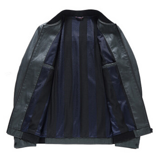 鸭鸭（YAYA） 仿皮皮衣男2019新款皮夹克商务休闲时尚夹克外套 JK1805 灰色 180/XL