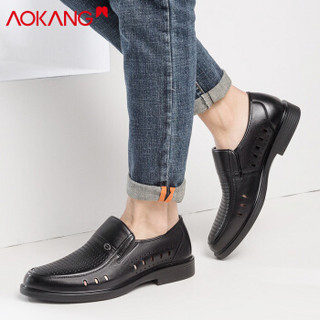 奥康（Aokang） 镂空舒适透气套脚大凉正装皮鞋193811000黑色43码