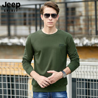 吉普JEEP 卫衣男圆领套头2019年秋冬新品休闲男士上衣外套 XYL315010 军绿色 XL