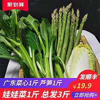 新鲜蔬菜 时令娃娃菜 广东菜心 芦笋 组合发3斤 每种发一斤