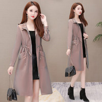 堡晟 2019秋季新款女装新品风衣女中长款韩版时尚设计感连帽蹦迪反光轻薄外套 KKAEZHL907 藕粉色 L