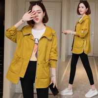 沫欣 风衣女2019秋冬新品女神气质优雅百搭连帽个性减龄短款风衣外套 yzYWL8001q 姜黄色 L