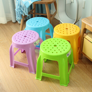 家生活A+便携居家旅行板凳塑料小椅子小圆凳一只装 蓝紫绿黄四色随机发货 5421