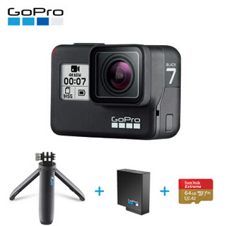 GoPro HERO7Black 电池+shorty自拍礼盒（含64G内存卡）运动相机摄像机