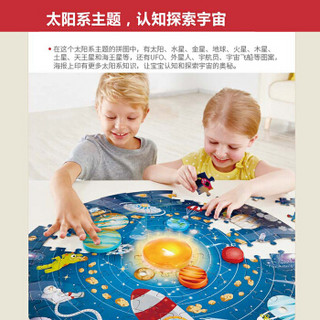 德国(Hape)儿童玩具科普3D立体拼图LED灯益智玩具六阶一太阳系星球拼图木制拼板男孩女孩礼物 5岁+ E1625