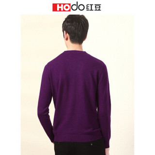 红豆（Hodo）男装 羊毛衫男 商务休闲男士修身套头圆领羊毛针织衫 M3紫色 110
