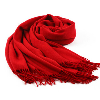 一米画纱红色羊毛围巾女冬季纯色韩版百搭长款办公室披肩 大红