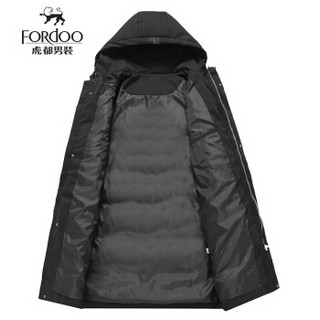 虎都（FORDOO） 棉服男 2019新款男装冬季加厚保暖短款中长款连帽棉衣男外套 305B 934黑色 XL