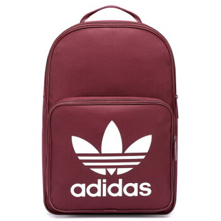 阿迪达斯（Adidas）三叶草双肩包书包休闲运动包背包 酒红色