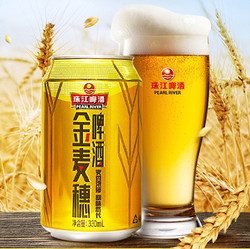 珠江啤酒10度金麦穗330ml*12罐装酒水易拉罐匠心营造小麦啤酒酷爽