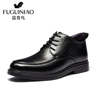 富贵鸟（FUGUINIAO)时尚男士高帮鞋商务正装加绒保暖棉D809208R 黑色 44