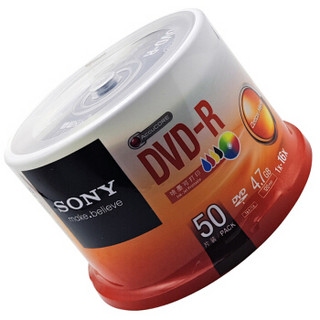 索尼（SONY）DVD-R 光盘/刻录盘 16速4.7G 桶装50片 空白光盘 可打印