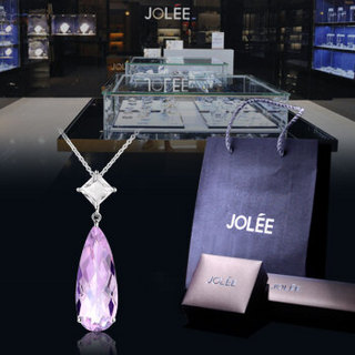 羽兰JOLEE 项链 天然紫水晶银吊坠 彩色宝石简约时尚锁骨链配饰品送女友生日礼物