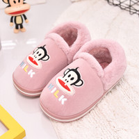 PaulFrank 大嘴猴儿童棉拖鞋 大童男童女童保暖舒适包跟棉鞋 PF7329K 粉色 190(内长17.5cm)