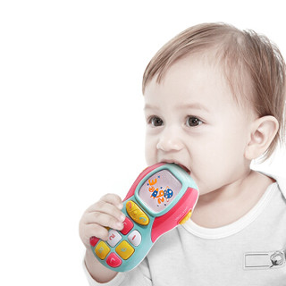 babycare 儿童手机玩具宝宝仿真0-1岁婴儿可咬音乐电话学习小手机海雾蓝