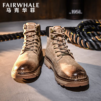 MARK FAIRWHALE 马克华菲 798396049028 男士工装靴 沙色 38