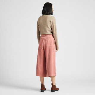 UNIQLO 优衣库 420342 女款高腰灯芯绒宽腿七分裤 37栗色 150/58A